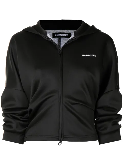 Ground Zero draped-sleeve zipped hoodie Black F21JK351B