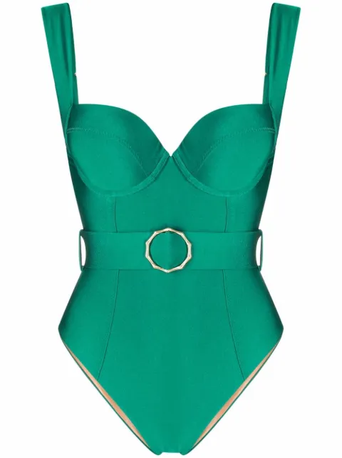 Noire Swimwear belted one-piece swimsuit Green NSW228
