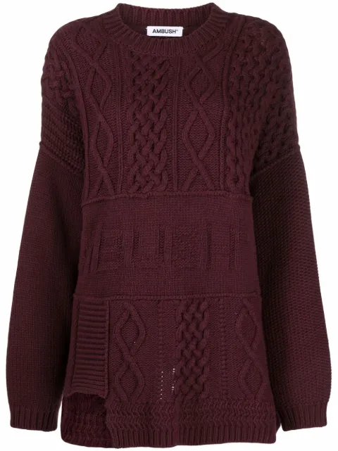 AMBUSH cable-knit jumper Red BWHE015F21KNI0016464