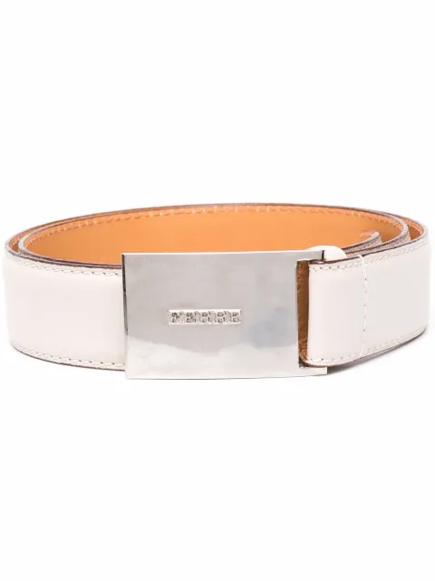 Gianfranco Ferré Pre-Owned 1900s engraved logo plaque leather belt White GIANF150M