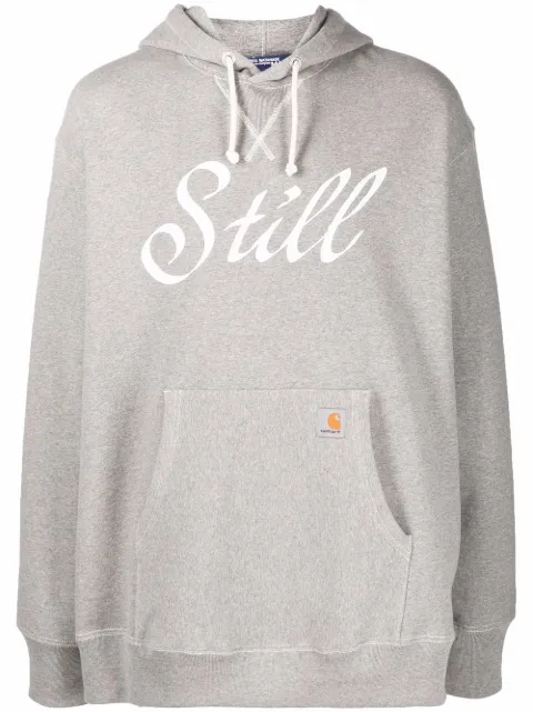 Junya Watanabe MAN slogan-print cotton hoodie Grey WHT101051