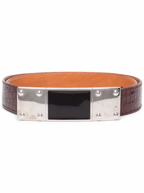 Gianfranco Ferré Pre-Owned 1990s elongated flat buckle crocodile effect belt Red GIANF150L