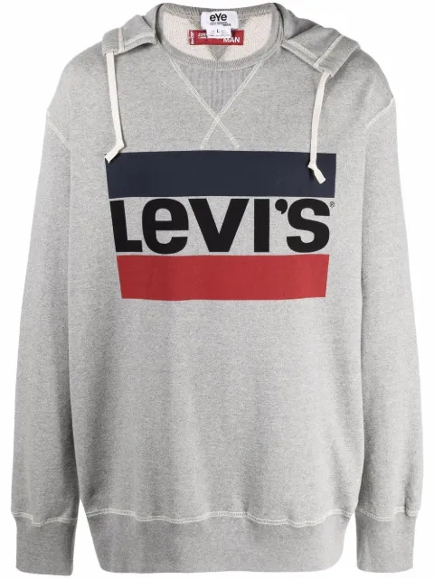 Junya Watanabe MAN logo drawstring hoodie Grey WHT908100
