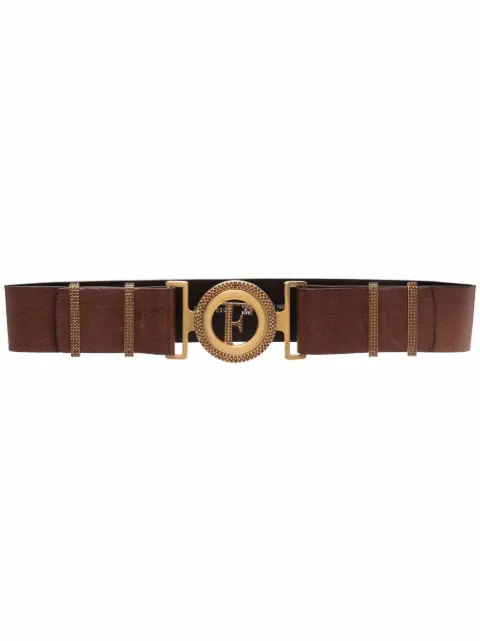 Gianfranco Ferré Pre-Owned 1990s cut-out logo buckle leather belt Brown GIAF150B