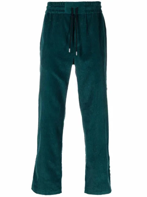 Just Don checked-stripe corduroy trousers Green 31JUSP01Y218504