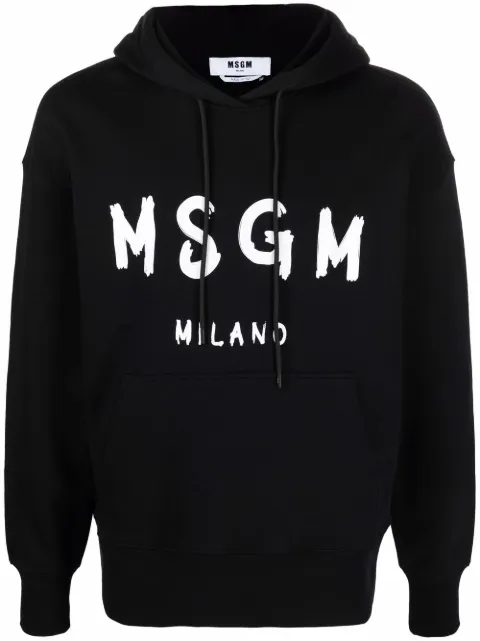 MSGM long-sleeved logo print hoodie Black 2000MM515200001