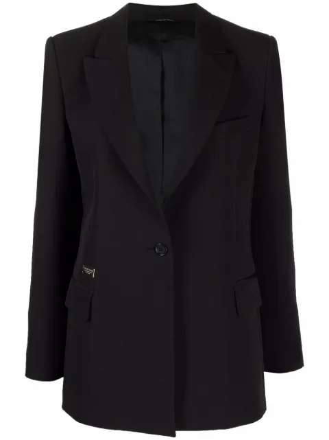Philipp Plein logo patch tailored blazer Black PAACWRF0456PTE003N