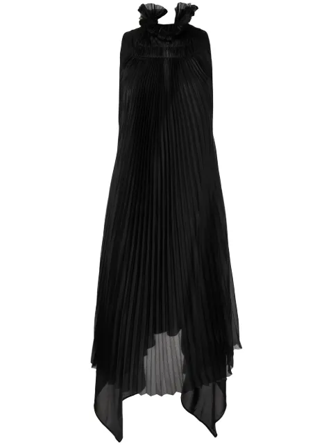 Shanshan Ruan pleated silk dress Black D67C1