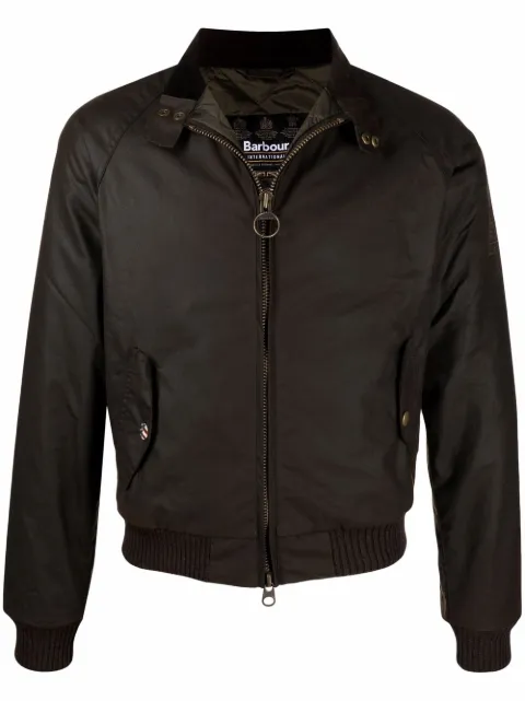 Barbour funnel neck zip-up wax jacket Green MWX0465