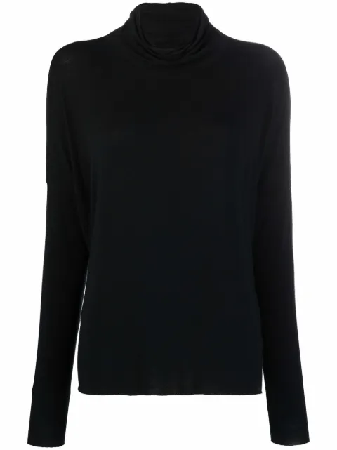 Kristensen Du Nord cowl-neck tonal jersey Black Z356