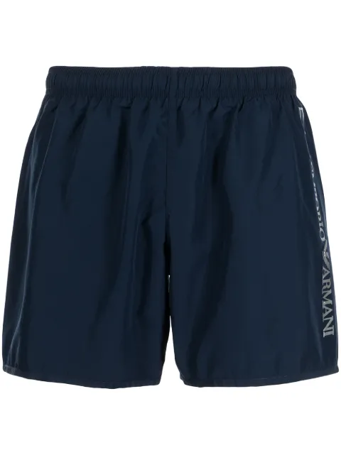 Ea7 Emporio Armani metallic logo-print swim shorts Blue 902035CC720