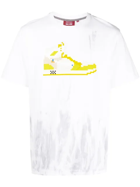 Mostly Heard Rarely Seen 8-Bit drip-dye canary hi-top T-shirt White MHEB02BBT17