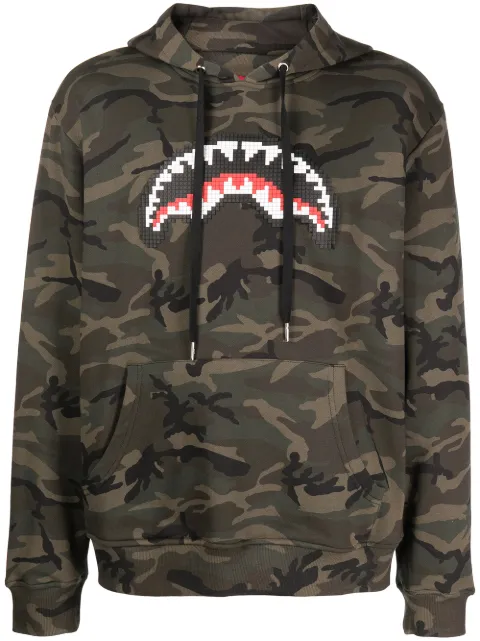 Mostly Heard Rarely Seen 8-Bit Shark Mouth camouflage hoodie Green MHEB02BBKH05