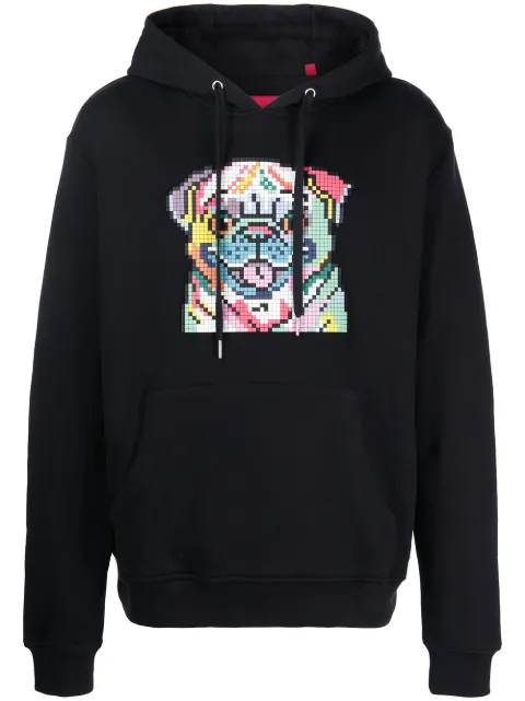 Mostly Heard Rarely Seen 8-Bit Rainbow Pug pullover hoodie Black MHEB02BBKH15