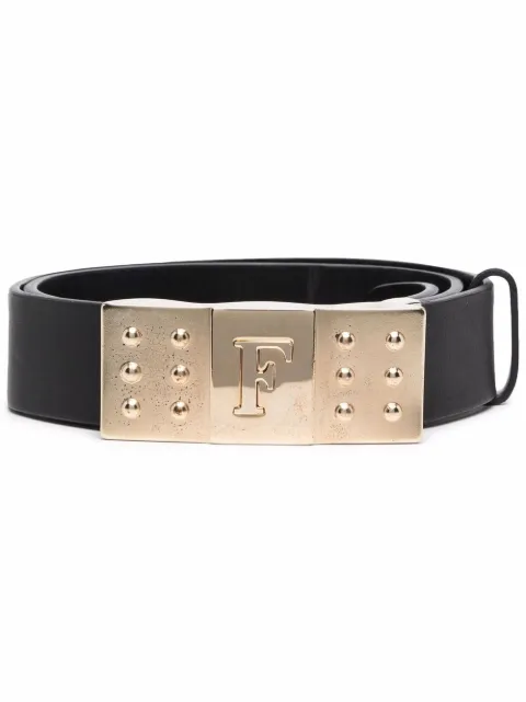 Gianfranco Ferré Pre-Owned 1990s logo engraved buckled leather belt Black GNFRA150T