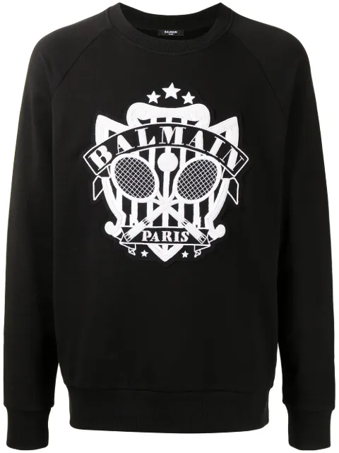 Balmain logo-embellished sweatshirt Black WH1JQ034JA01