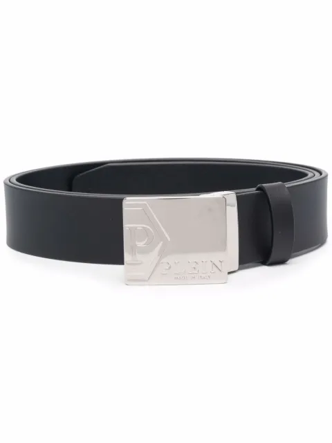 Philipp Plein logo-plaque leather belt Black FAAAMVA0704PLE010N