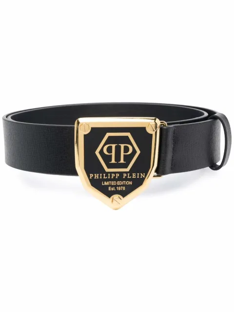 Philipp Plein logo-plaque leather belt Black FAAAMVA0696PLE010N