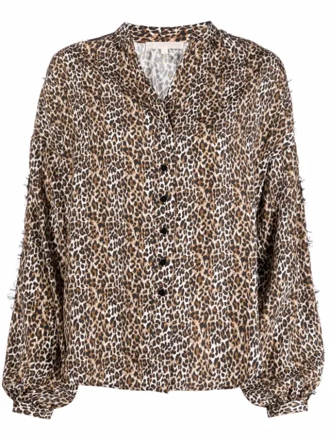Gold Hawk silk leopard print blouse Neutrals GH4390