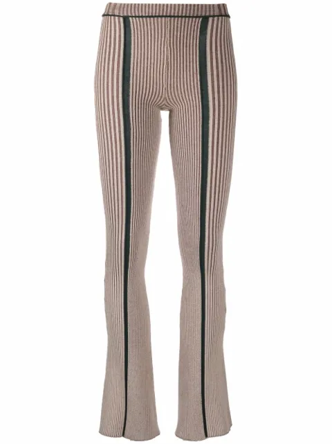 Eckhaus Latta striped flared leggings Neutrals 085ELPF21PU