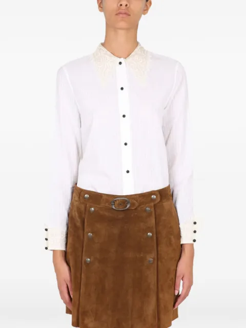 Saint Laurent lace-trim striped shirt Neutrals 661141Y3D31
