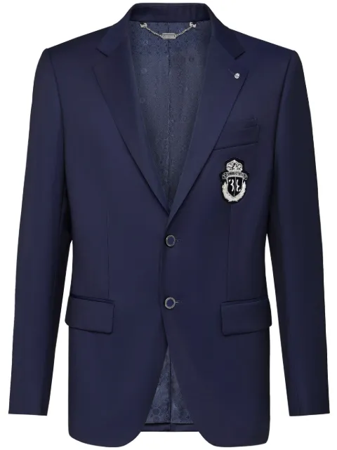Billionaire crest-motif wool blazer Blue BBCOMRF1310BTE004N
