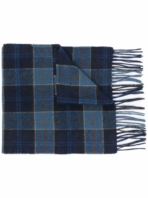 Barbour tartan-print knitted scarf Blue USC0001TN54