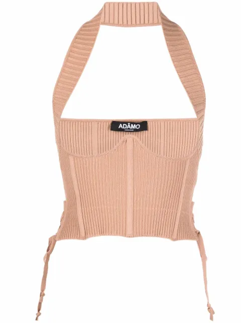 ANDREĀDAMO ribbed-knit corset top Neutrals ADFW21TO08031476