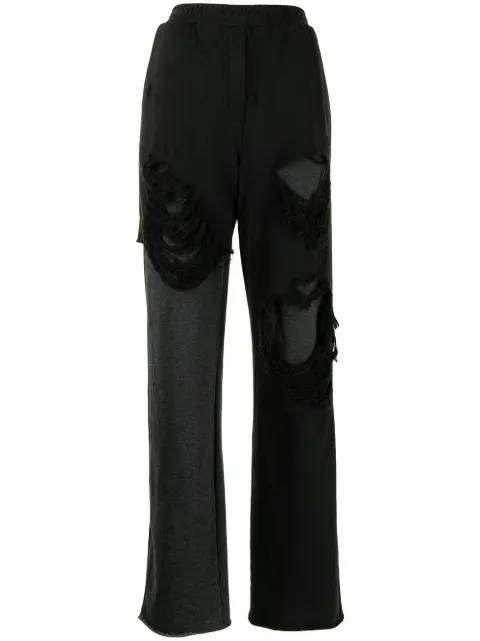 Goen.J distressed layered wide leg trousers Black GJ21AWPT04