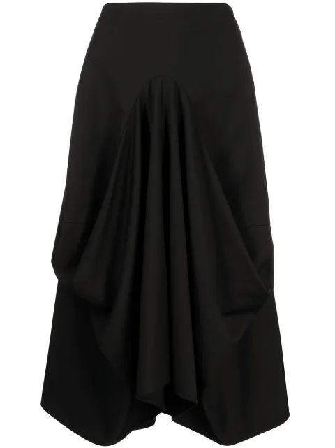 Goen.J structured draping midi skirt Black GJ21AWSK01