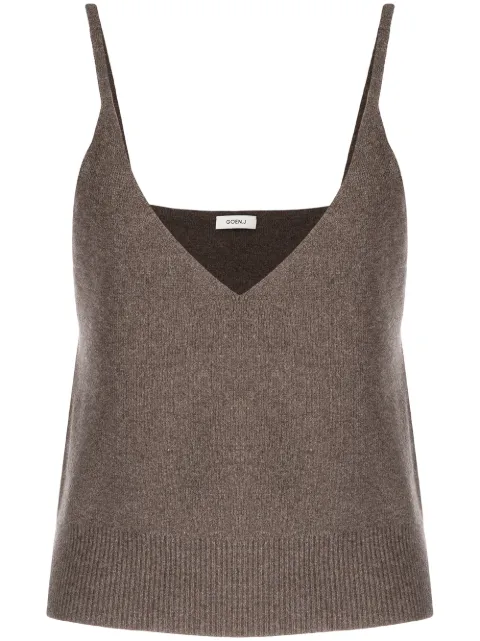 Goen.J V-neck cashmere tank top Brown GJ21AWKN01