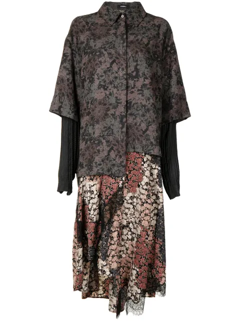 Goen.J floral-print layered dress Grey GJ21AWDS03
