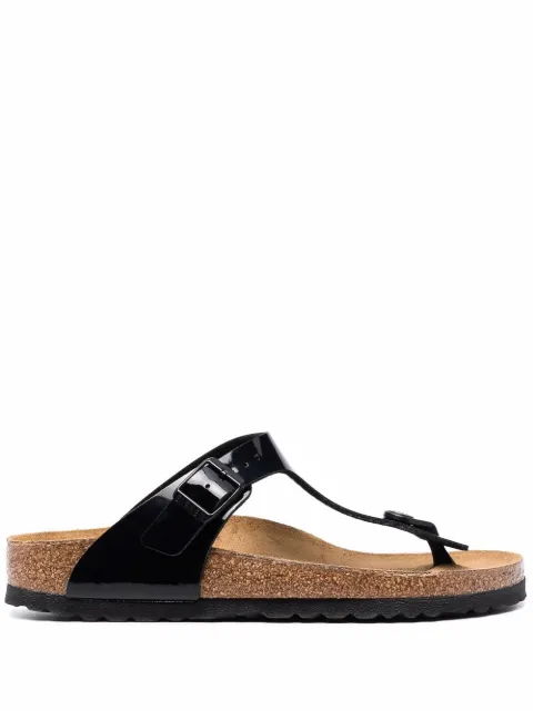 Birkenstock Gizeh patent-leather sandals Black 0043663