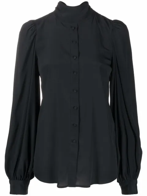 Wandering stand-up collar blouse Black WGW21203