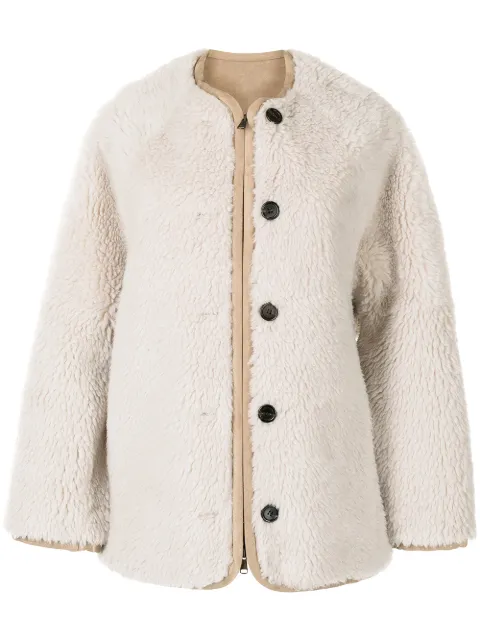 Goen.J faux-shearling oversized jacket Neutrals GJ21AWJK08