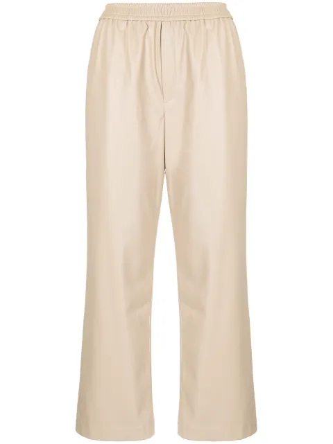 Goen.J faux-leather straight trousers Brown GJ21AWPT03