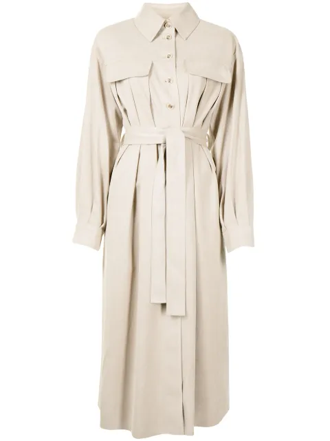 Goen.J faux-suede belted dress Brown GJ21AWDS09