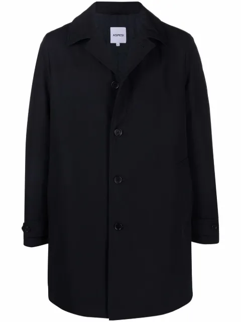 ASPESI single-breasted cotton-blend coat Blue 3I417532