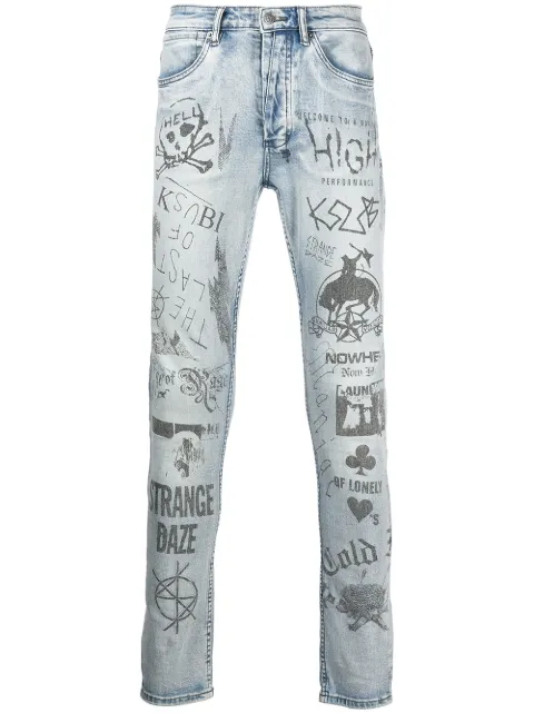 Ksubi Van Winkle graphic-print skinny jeans Blue 5000006430