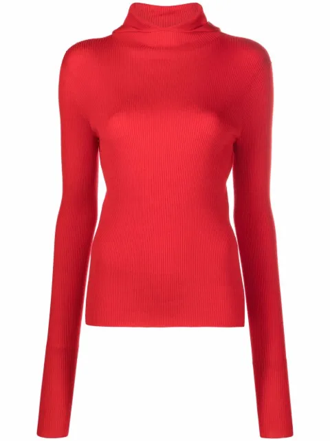 Jil Sander ribbed-knit hoodie Red JPPT754500WTY20068