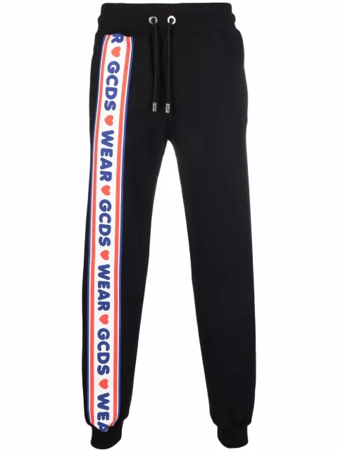 GCDS side logo stripe track pants Black CC94M031503