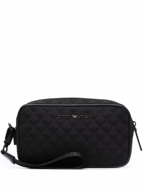 Emporio Armani logo-plaque zipped clutch bag Black Y4R356Y022V