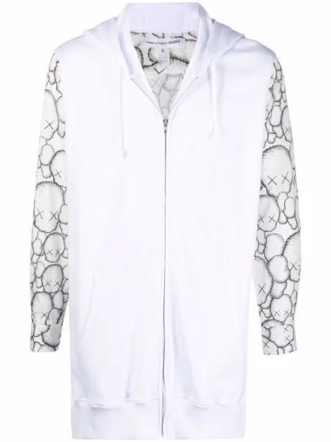 Comme Des Garçons Shirt graphic-print zip-up hoodie White FHB026