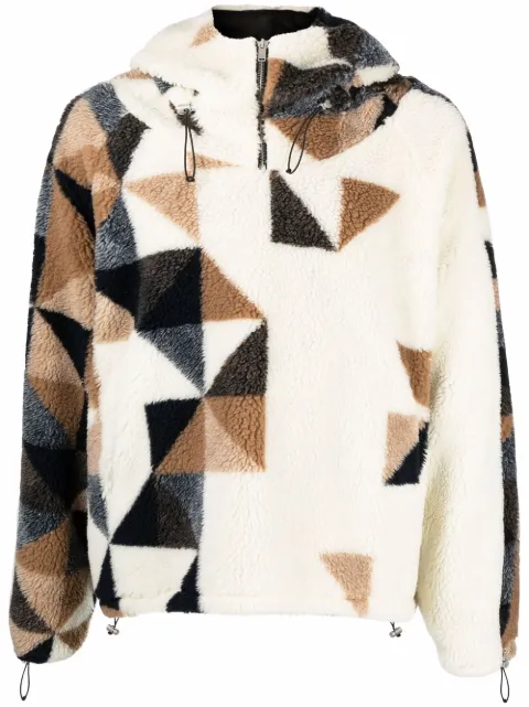 424 fleece geometric-detail sweatshirt Neutrals 31424H06216522