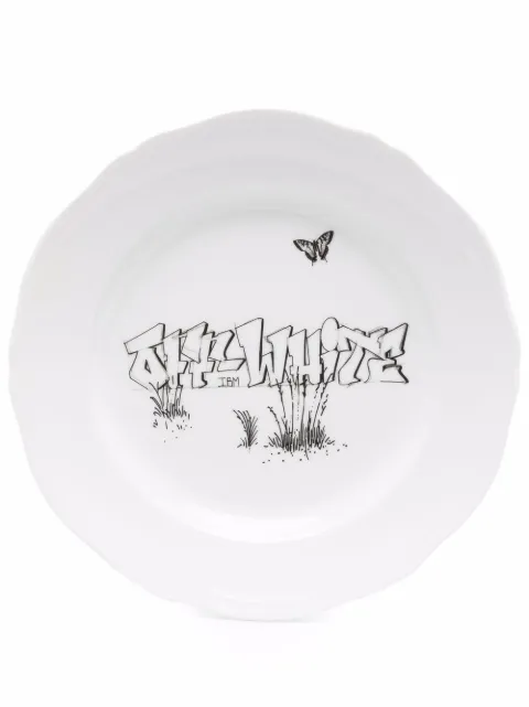 Off-White x Ginori 1735 logo-print dessert plate White OHZK037G21POR0010110