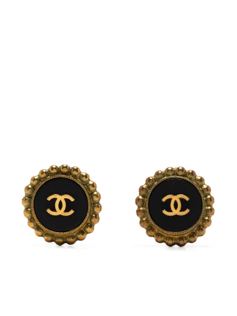 CHANEL Pre-Owned 2010s CC button earrings Black DPVC0821CHABROO3