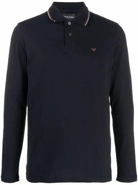 Emporio Armani longsleeved logo-print polo shirt Blue 8N1FB51JPTZ