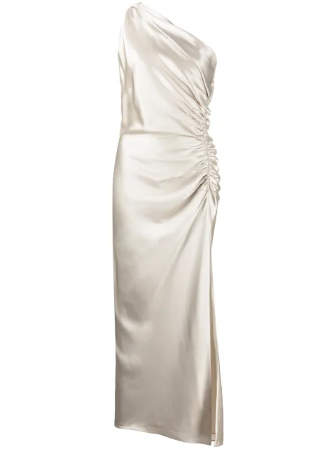 Michelle Mason Asym silk dress Neutrals M9320