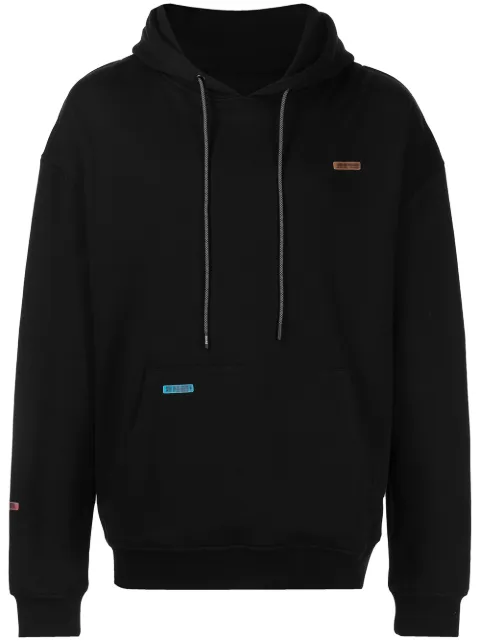Mostly Heard Rarely Seen barcode patch jersey hoodie Black MH02BBKH01