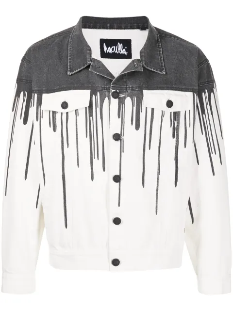 Haculla dripping-paint denim jacket White HA02BBX03